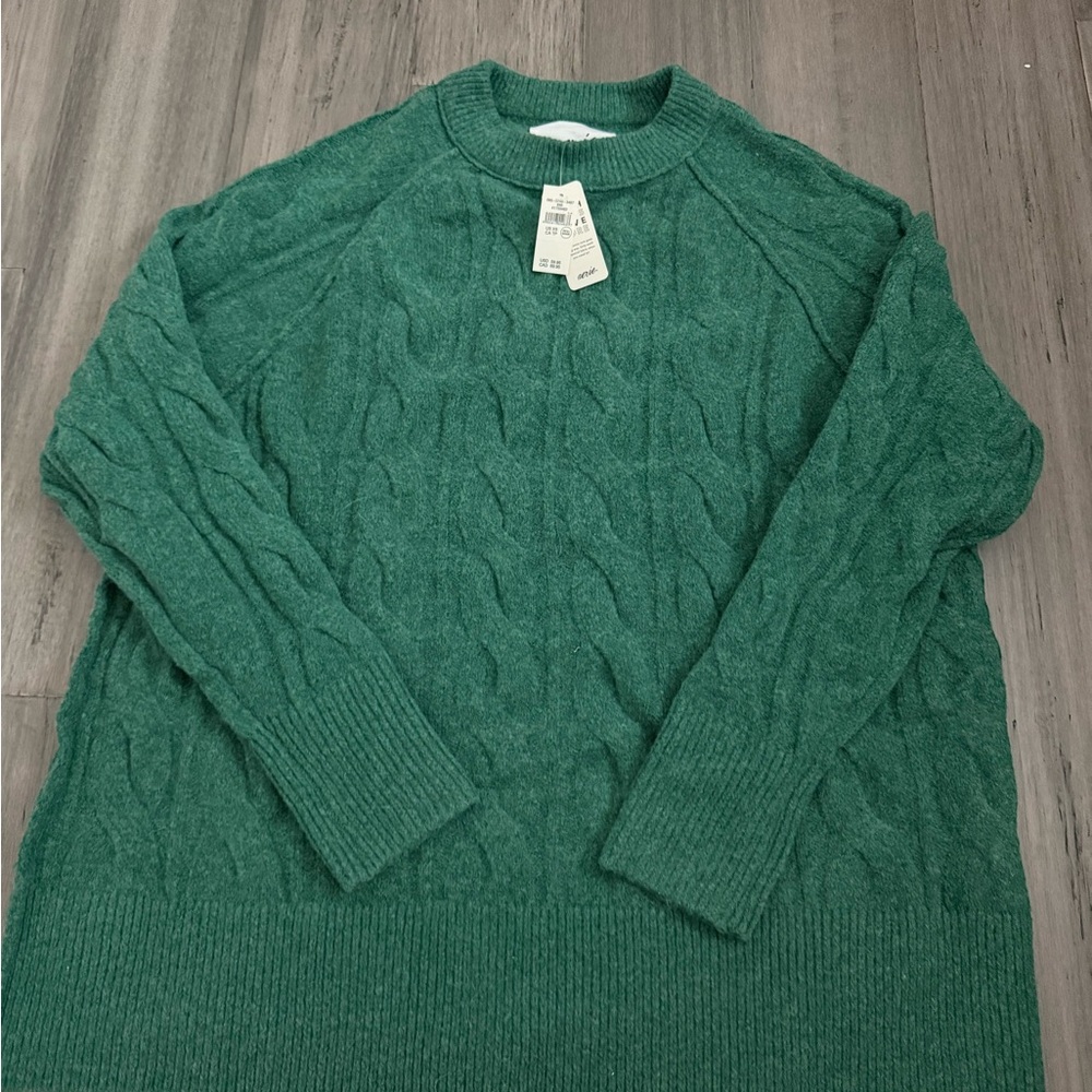 Aerie Men's Crewneck Sweater in Forest Green